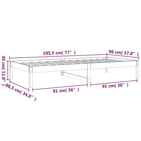 vidaXL Καναπές Κρεβάτι 90 x 190 εκ. από Μασίφ Ξύλο Πεύκου Single