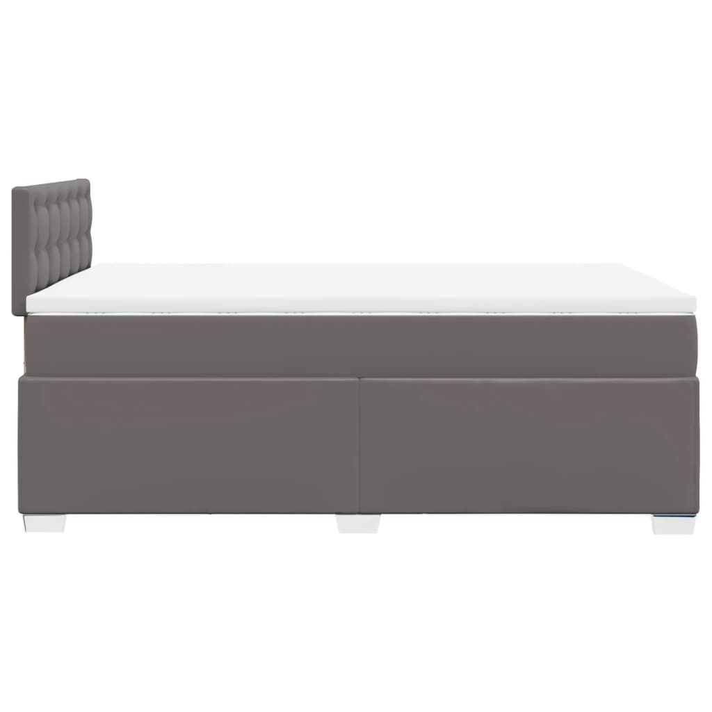 vidaXL Κρεβάτι Boxspring με Στρώμα Γκρι 120x200εκ. από Συνθετικό Δέρμα