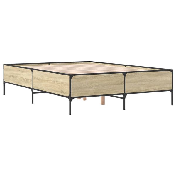 vidaXL Πλαίσιο Κρεβατιού Sonoma Δρυς 150x200 εκ. Επεξ. Ξύλο & Μέταλλο