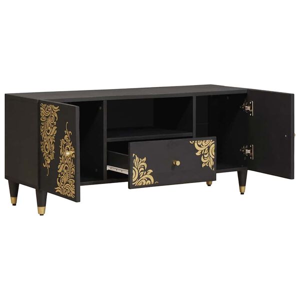 vidaXL Ντουλάπι TV με ράφι Μαύρο 105 x 33 x 46 εκ. Στερεό ξύλο μάνγκο