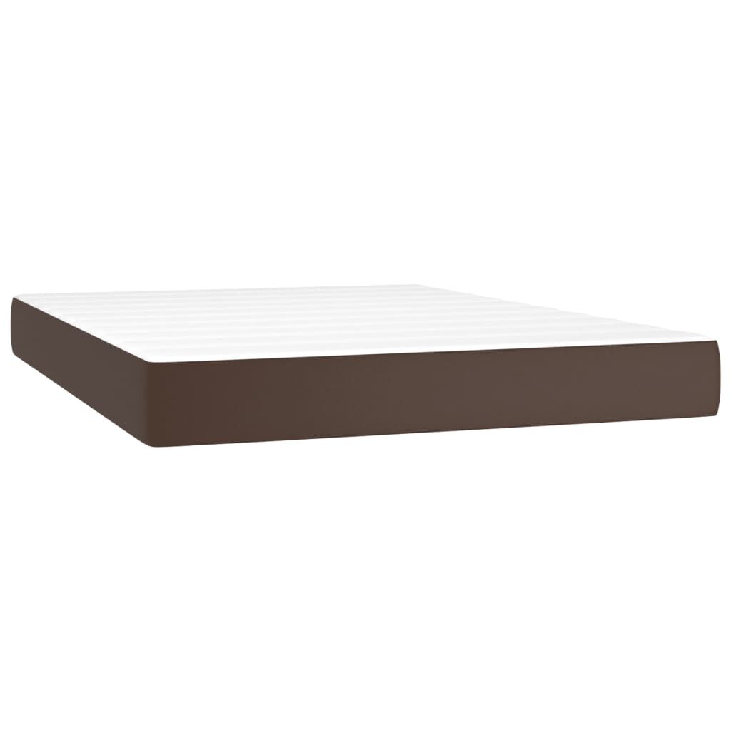 vidaXL Κρεβάτι Boxspring με Στρώμα Καφέ 180x200 εκ. Συνθετικό Δέρμα