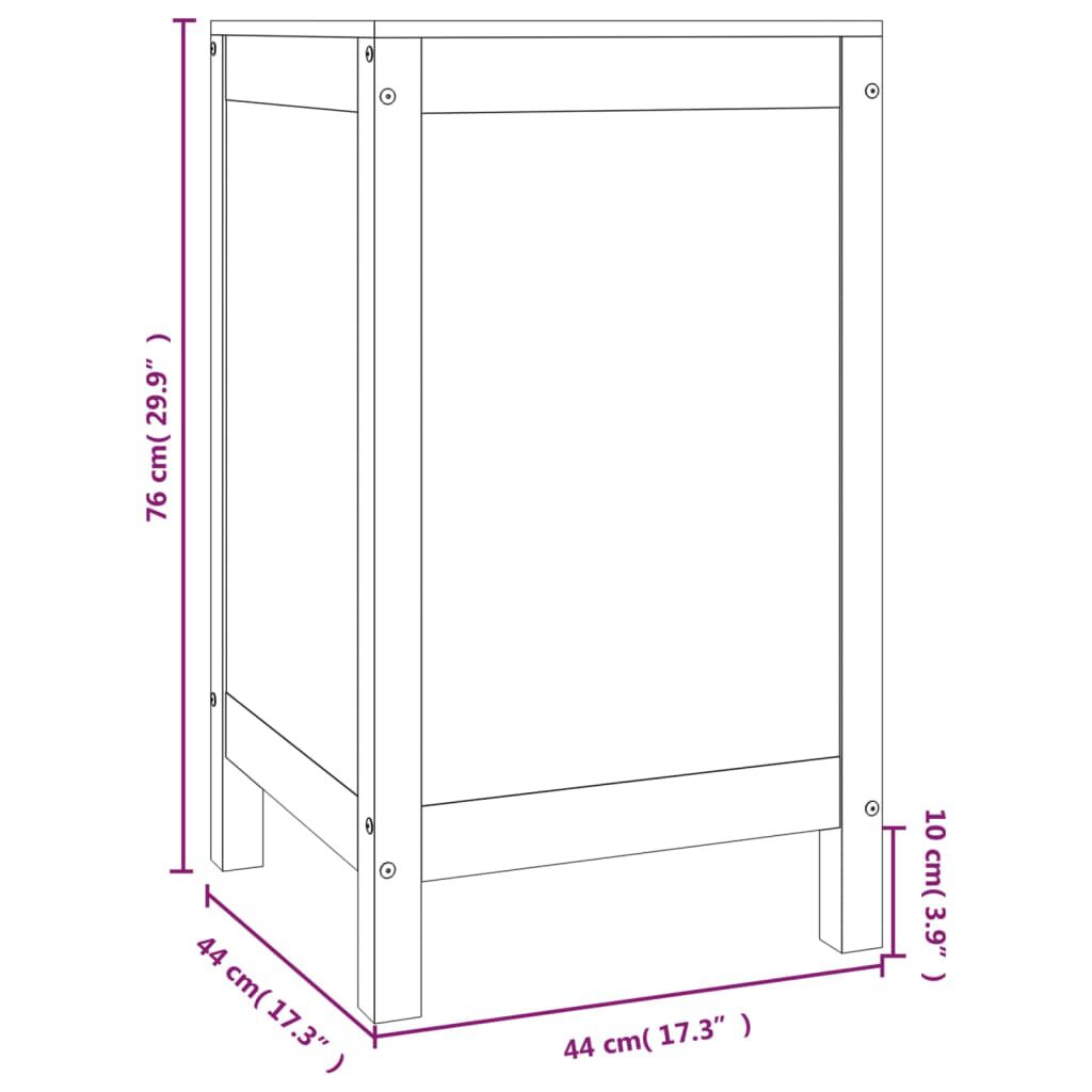 vidaXL Καλάθι Ρούχων Λευκό 44x44x76 εκ από Μασίφ Ξύλο Πεύκου