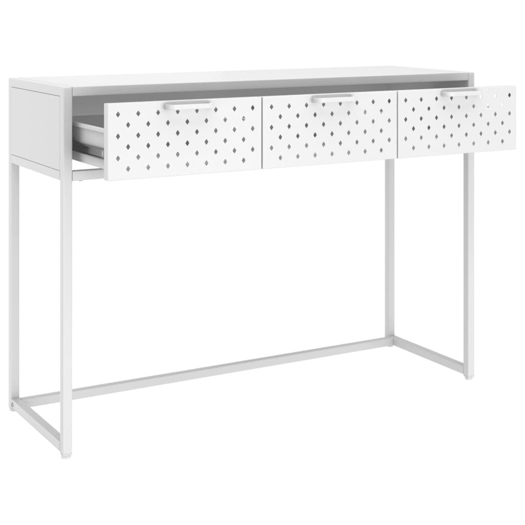 vidaXL Τραπέζι Κονσόλα Λευκό 106 x 35 x 75 εκ. από Ατσάλι