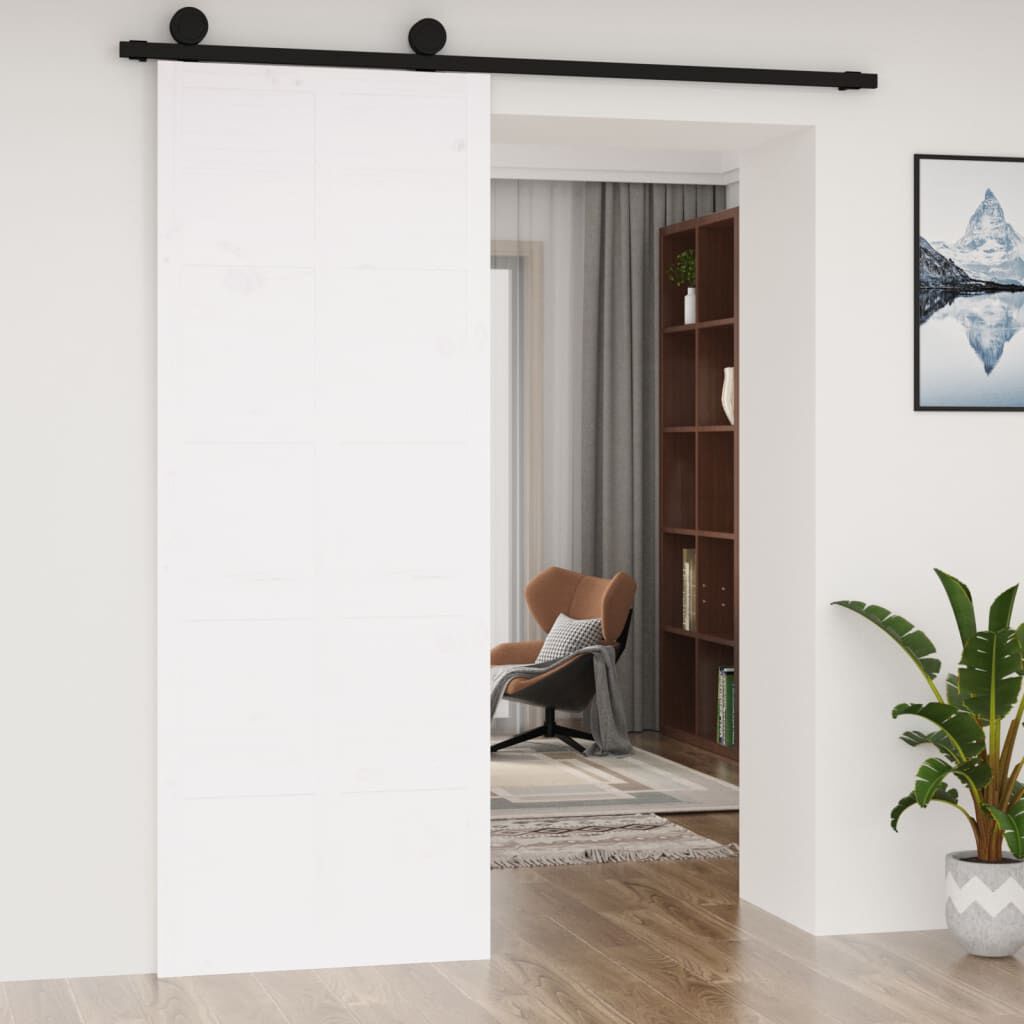 vidaXL Πόρτα Αχυρώνα Λευκή 80x1,8x214 εκ. από Μασίφ Ξύλο Πεύκου