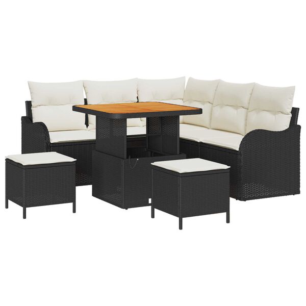 vidaXL Σετ Καναπέ Κήπου 8 pcs Μαύρο συνθετικό ρατάν