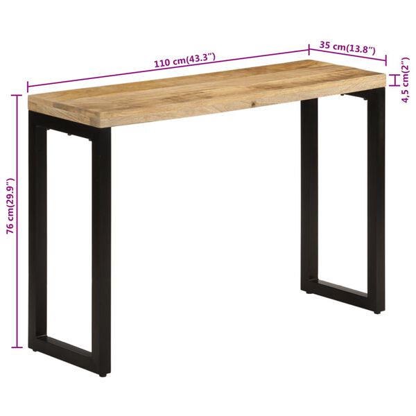 vidaXL Τραπέζι Κονσόλα 110x35x76 εκ. από Μασίφ Ακατέργαστο Ξύλο Μάνγκο