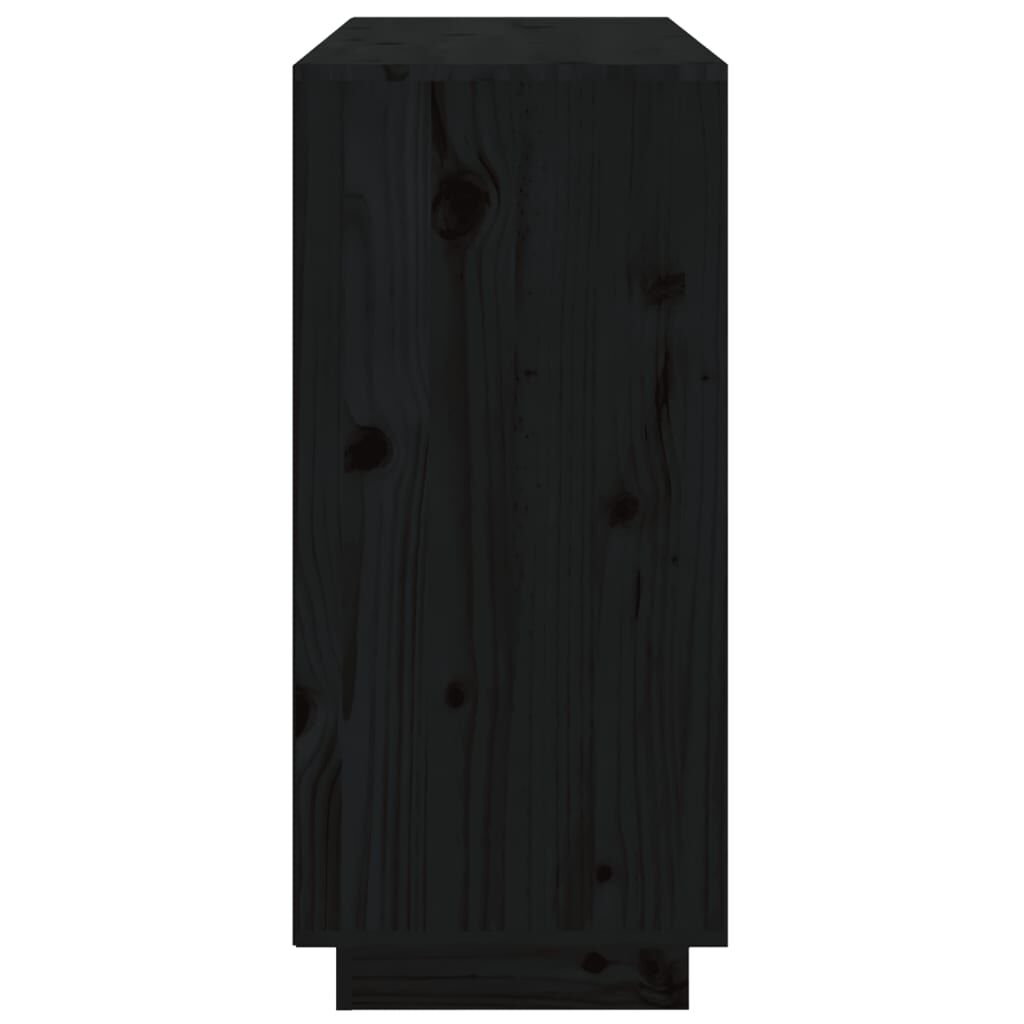 vidaXL Ντουλάπι Μαύρος 111 x 34 x 75 εκ. από Μασίφ Ξύλο Πεύκου
