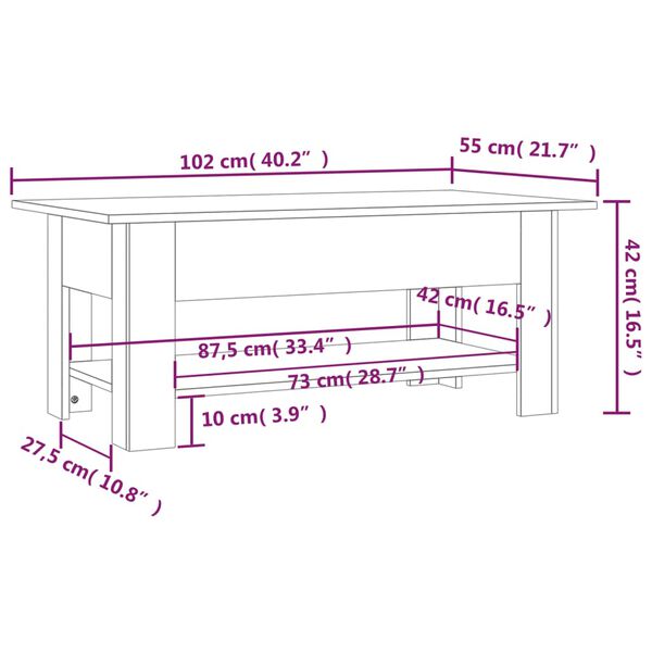 vidaXL Τραπεζάκι Σαλονιού Sonoma Δρυς 102x55x42 εκ. Επεξεργασμένο Ξύλο