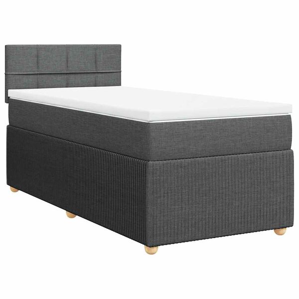 vidaXL Κρεβάτι Boxspring με Στρώμα Σκούρο Γκρι 90x200 εκ. Υφασμάτινο