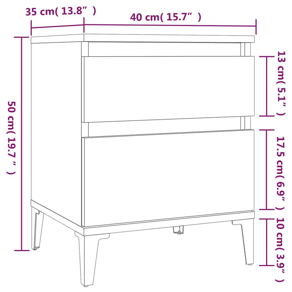 vidaXL Κομοδίνο Λευκό 40 x 35 x 50 εκ.