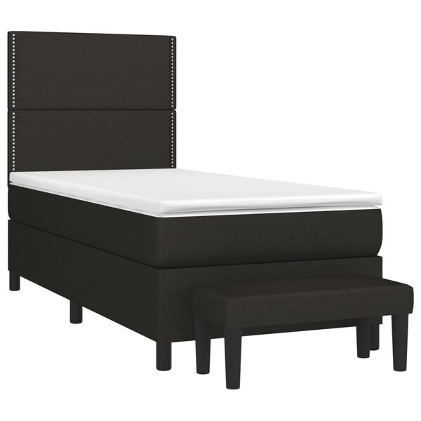 vidaXL Κρεβάτι Boxspring με Στρώμα Μαύρο 90x190 εκ.Υφασμάτινο