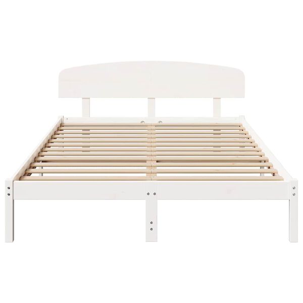 vidaXL Σκελετός Κρεβατιού Λευκό 150 x 200 cm Μασίφ ξύλο πεύκου