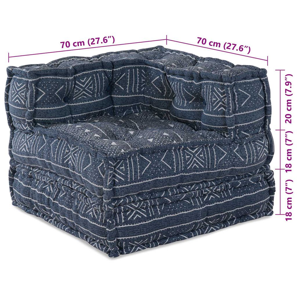 vidaXL Μοδι-γκα κουβερτούρα Indigo 70x70x54 Μάλλινο
