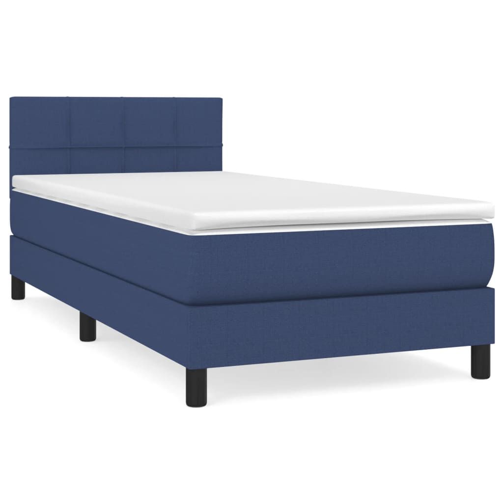 vidaXL Κρεβάτι Boxspring με Στρώμα Μπλε 80x200 εκ. Υφασμάτινο