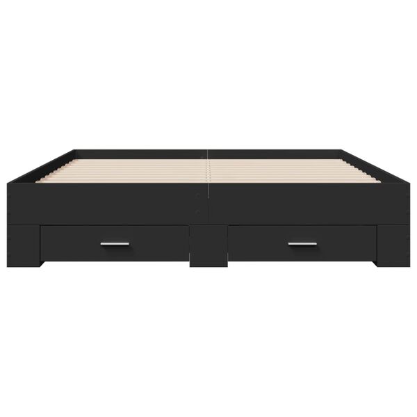 vidaXL Πλαίσιο Κρεβατιού με Συρτάρια Μαύρο 150 x 200 εκ. Επεξεργ. Ξύλο