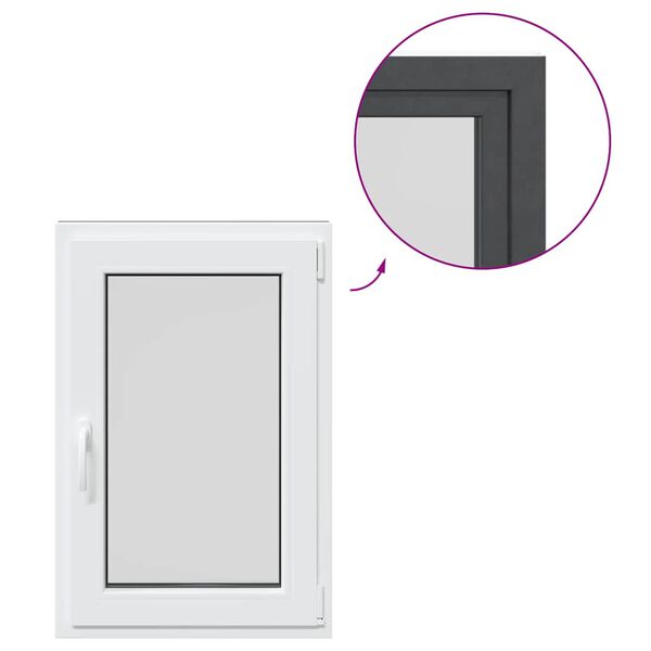 vidaXL Παράθυρο Υπογείου "RISOR" 60x100 εκ. Ανακλινόμενο & Περιστρεφόμενο DIN Δεξί Ανθρακί