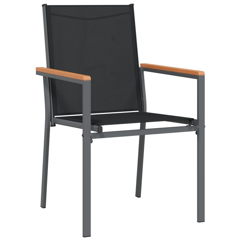 vidaXL Καρέκλες Κήπου 2 τεμ. Μαύρο 55x61,5x90 εκ. από Textilene/Ατσάλι