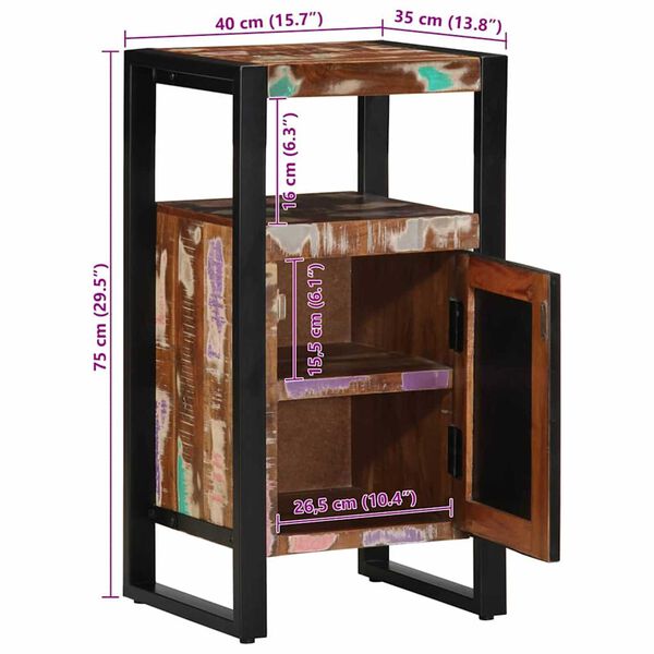 vidaXL Ντουλάπα Μπάνιου Καφέ 40 x 35 x 75 εκ Μασίφ ανακυκλωμένο ξύλο