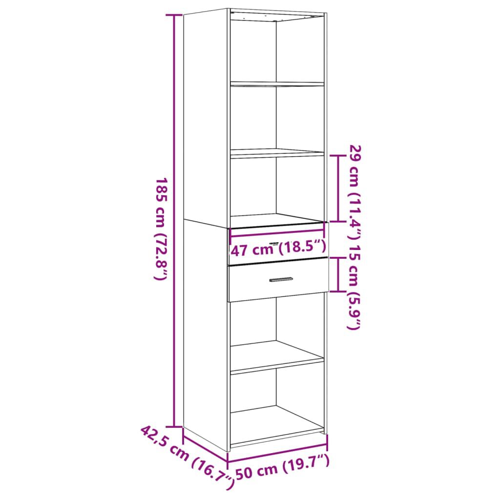 vidaXL Ντουλάπι Sonoma Δρυς 50x42,5x185 εκ. από Επεξεργασμένο Ξύλο