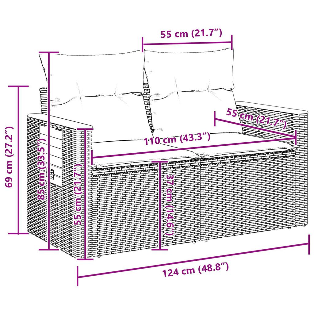 vidaXL Σετ Καναπέ Κήπου 13 pcs μπεζ και κρεμ 90 x 55 x 71 cm