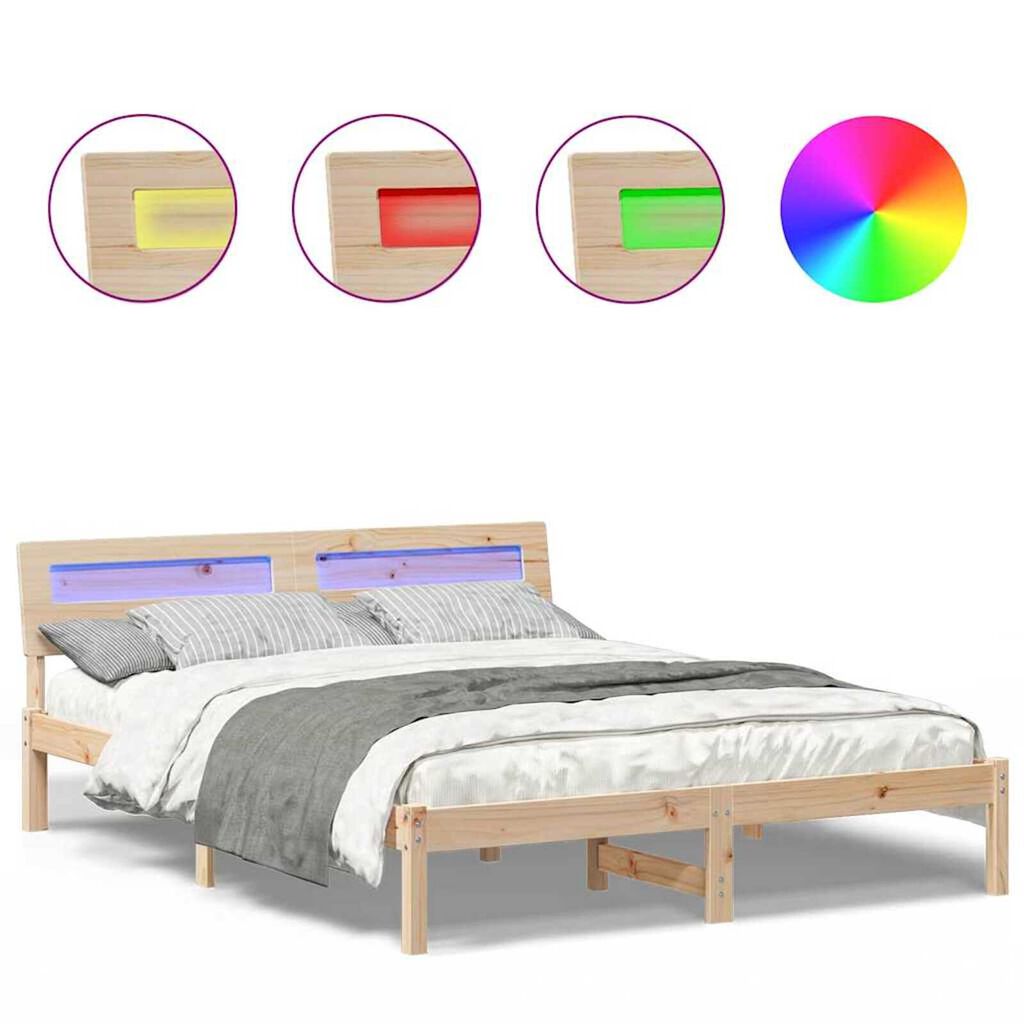vidaXL Σκελετός Κρεβατιού Καφέ 160 x 200 cm Μασίφ ξύλο πεύκου
