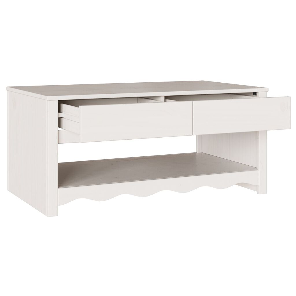 vidaXL Τραπεζάκι σαλονιού Λευκό 99 x 55 x 45 εκ. Μασίφ ξύλο πεύκου