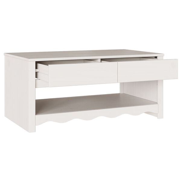 vidaXL Τραπεζάκι σαλονιού Λευκό 99 x 55 x 45 εκ. Μασίφ ξύλο πεύκου