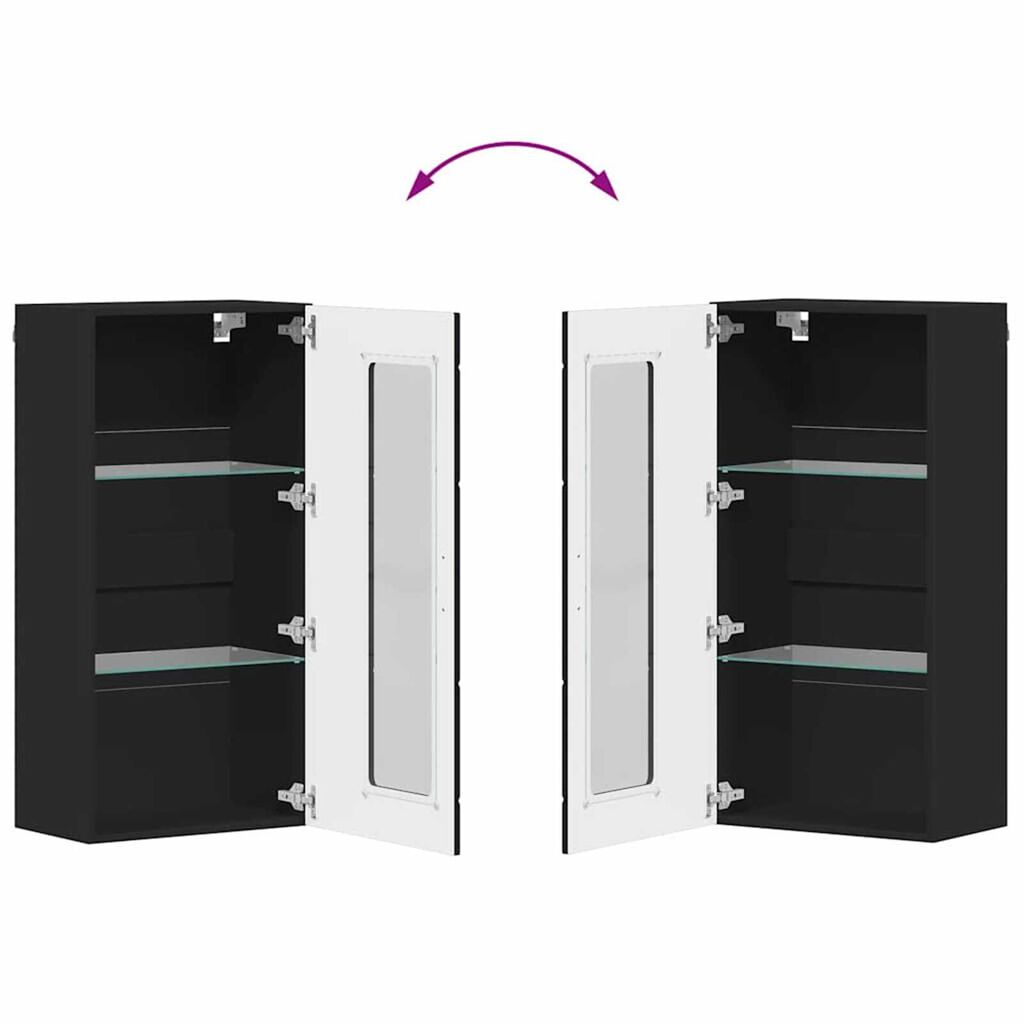 vidaXL Ντουλάπα τοίχου Μαύρο 55 x 29 x 100 εκ Επεξεργασμένο ξύλο