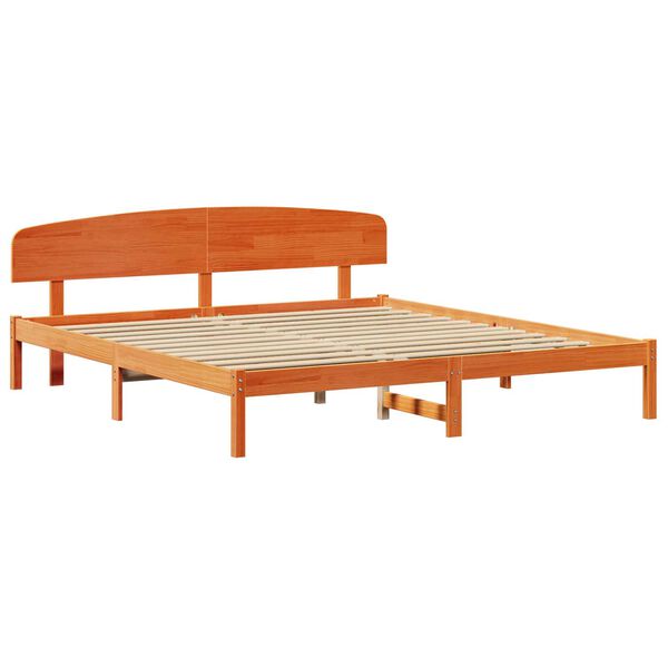 vidaXL Κρεβάτι με Κεφαλάρι Καφέ 180x200 εκ Μασίφ Ξύλο Πεύκου