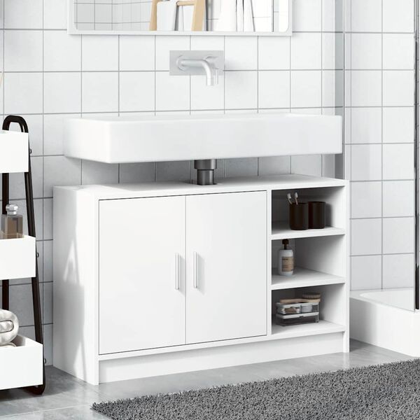 vidaXL Ντουλάπι Νιπτήρα Λευκό 90x29x55 εκ. Επεξεργασμένο Ξύλο