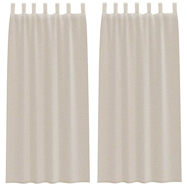 vidaXL Κουρτίνες με κουρτίνες 2 pcs Άμμος Πολυεστέρας