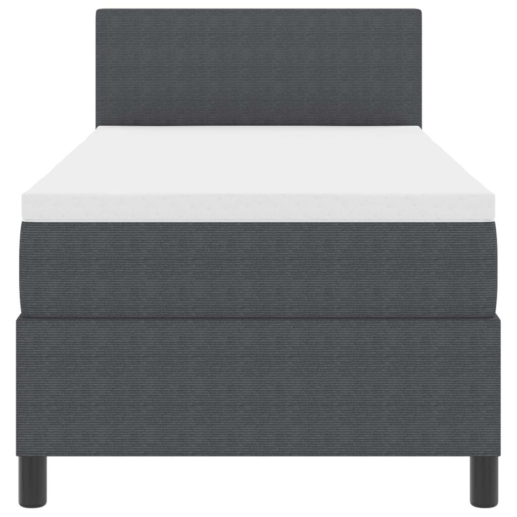 vidaXL Κρεβάτι Box Spring με Στρώμα & LED Σκούρο Γκρι 90x200 εκ Ύφασμα Κορντούρα