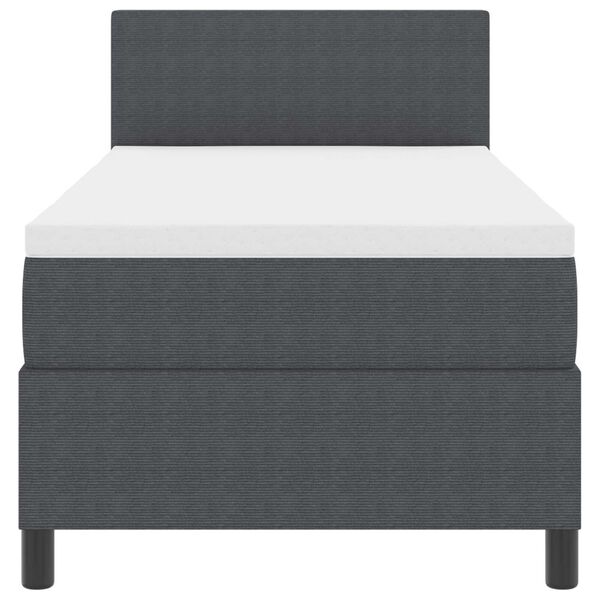 vidaXL Κρεβάτι Box Spring με Στρώμα & LED Σκούρο Γκρι 90x200 εκ Ύφασμα Κορντούρα