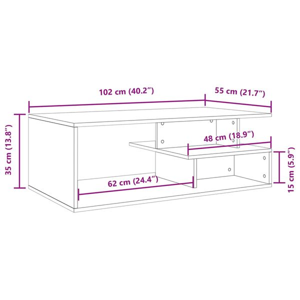 vidaXL Τραπεζάκι Σαλονιού Γκρι Σκυρ. 102x55x35 εκ. Επεξεργασμένο Ξύλο