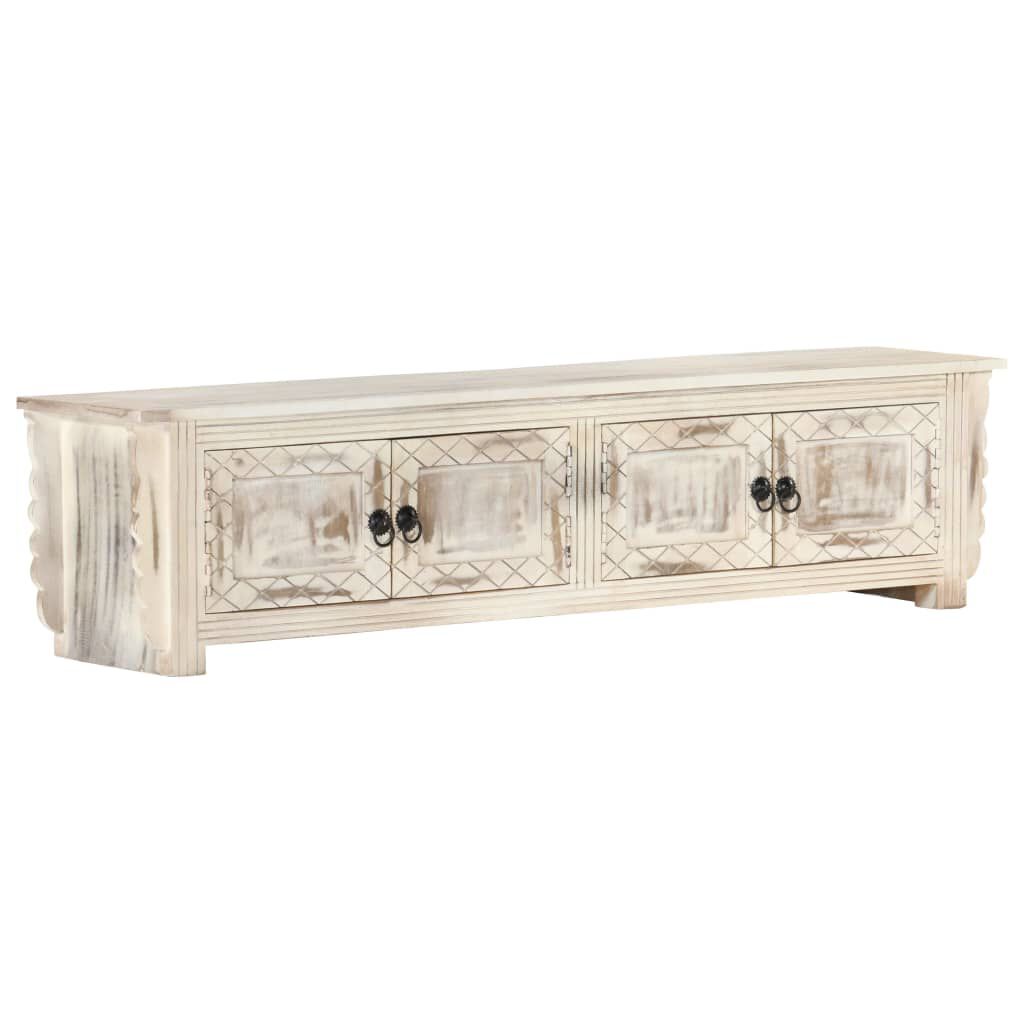 vidaXL Έπιπλο Τηλεόρασης Λευκό 140 x 30 x 35 εκ. από Μασίφ Ξύλο Μάνγκο