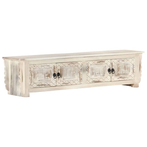 vidaXL Έπιπλο Τηλεόρασης Λευκό 140 x 30 x 35 εκ. από Μασίφ Ξύλο Μάνγκο