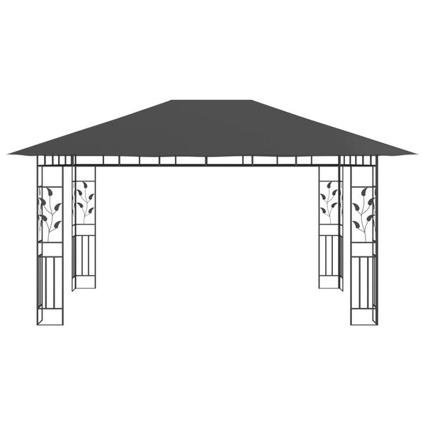 vidaXL Κιόσκι με Σήτα και Φωτάκια LED Ανθρακί 4 x 3 x 2,73 μ.