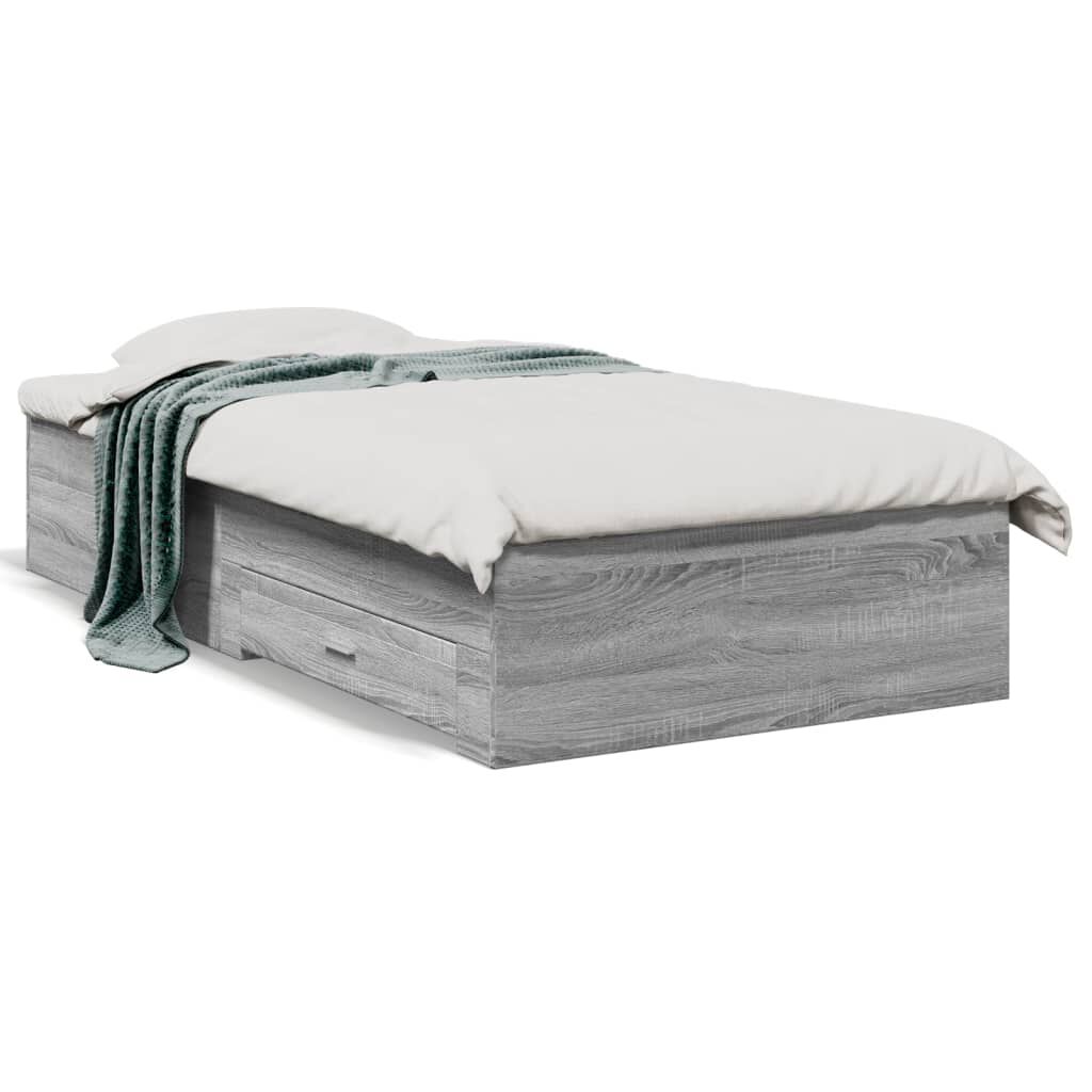 vidaXL Πλαίσιο Κρεβατιού με συρτάρια Γκρι sonoma 100x200εκ. Επεξ. Ξύλο