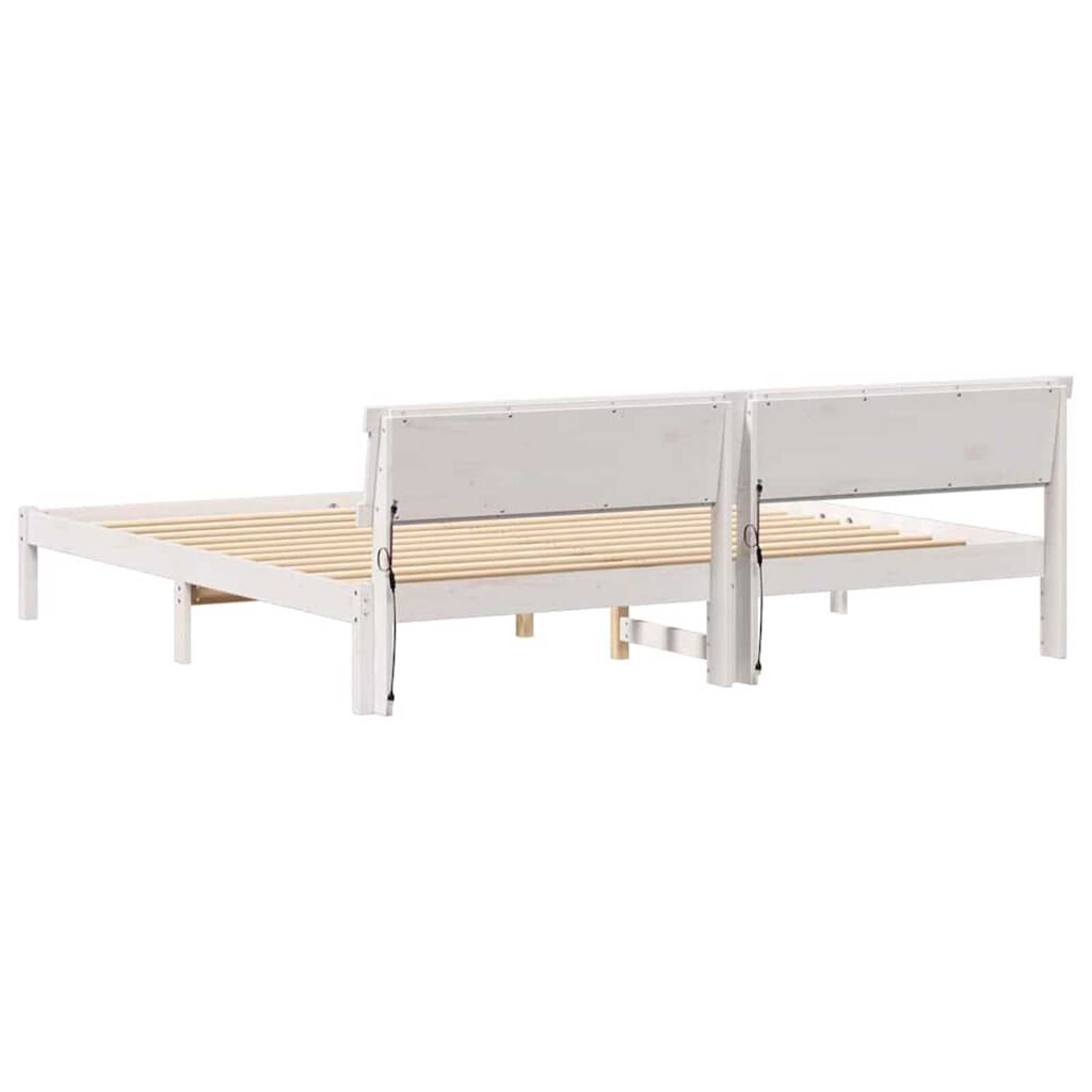 vidaXL Σκελετός Κρεβατιού Λευκό 200 x 200 cm Μασίφ ξύλο πεύκου