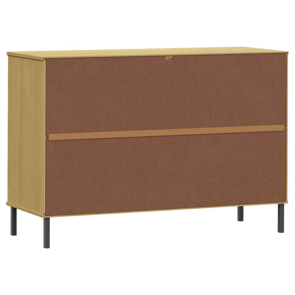 vidaXL Μπουφές OSLO Καφέ 113x40x77 εκ. Μασίφ Ξύλο με Μεταλλικά Πόδια