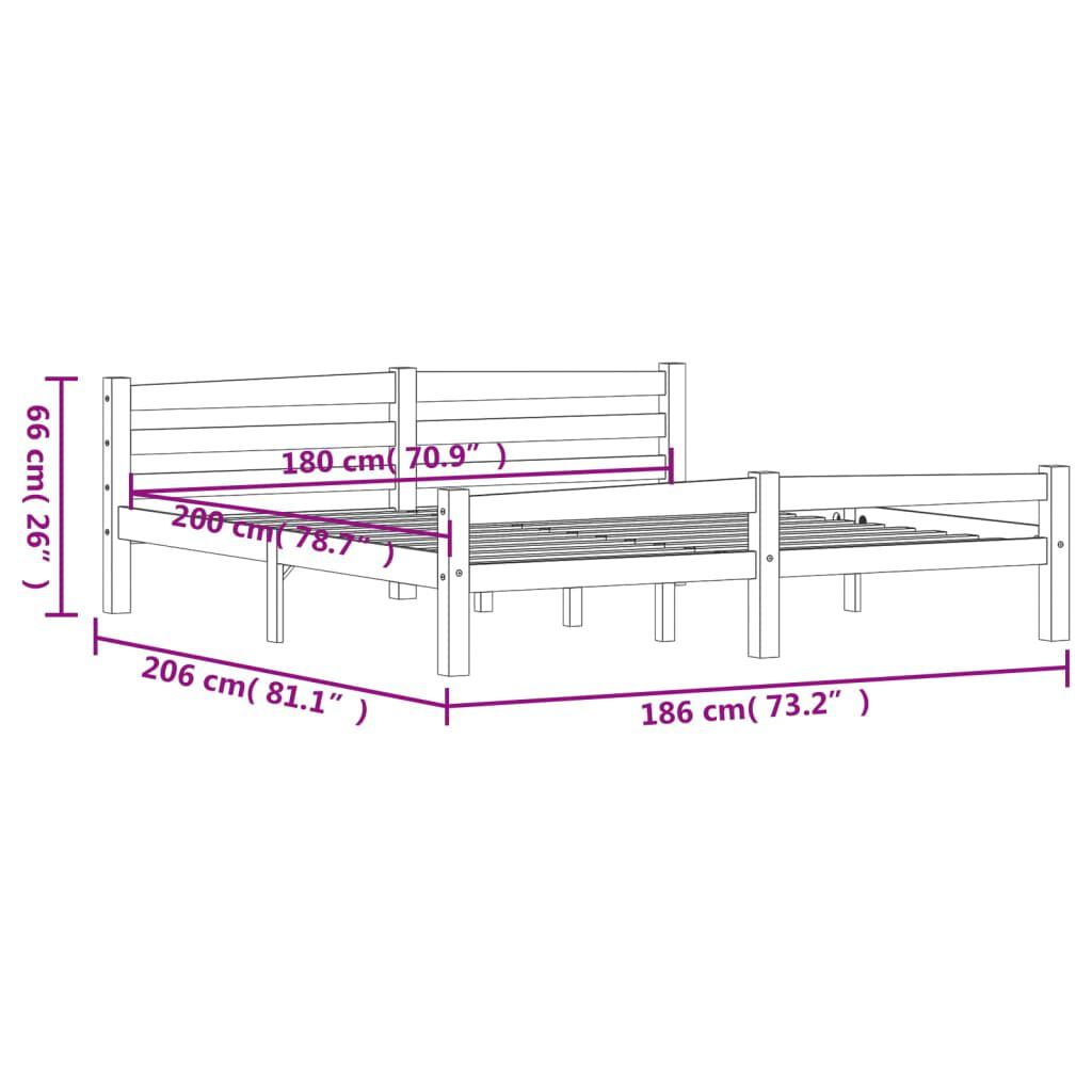 vidaXL Πλαίσιο Κρεβατιού Λευκό 180 x 200 εκ. Μασίφ Ξύλο Πεύκου