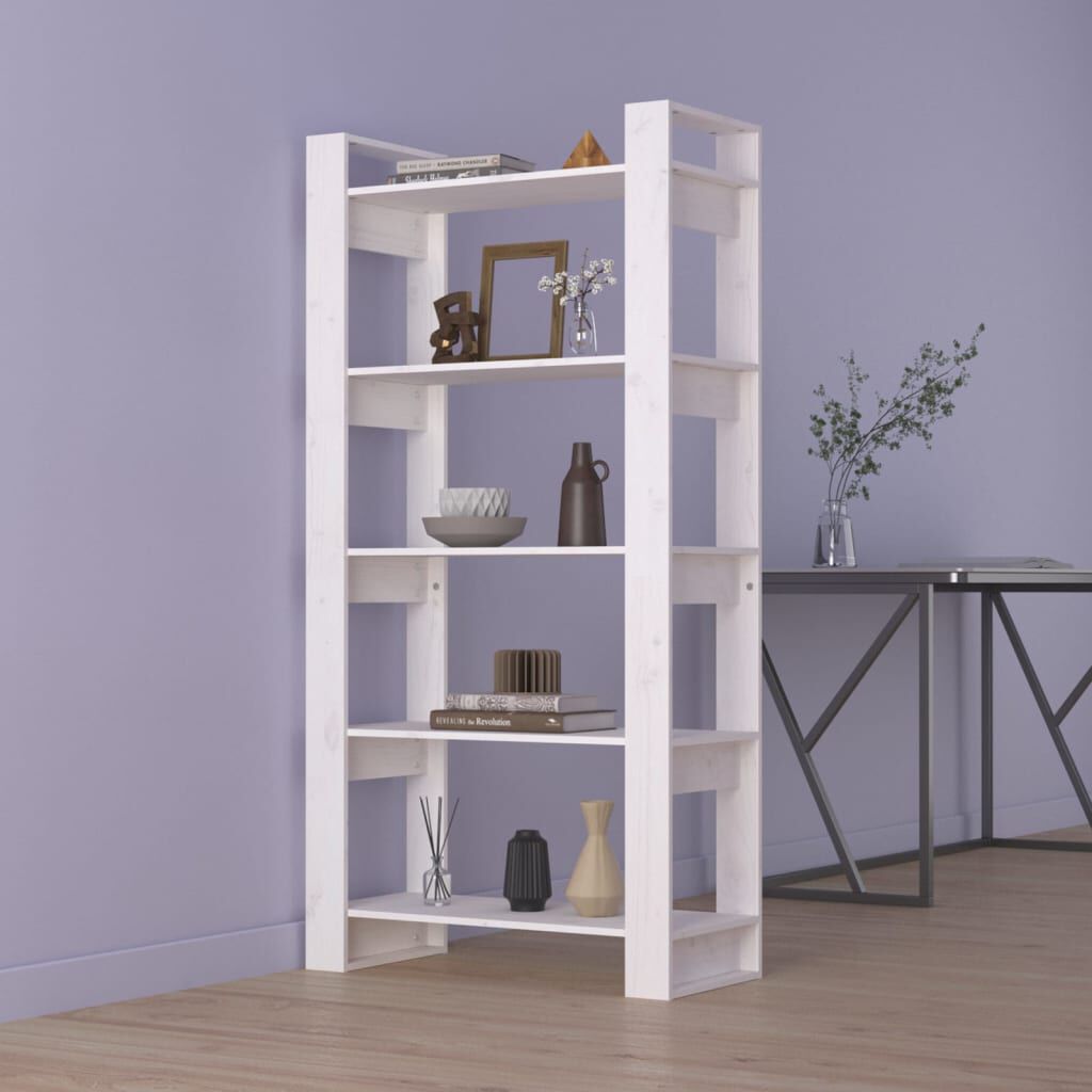 vidaXL Βιβλιοθήκη/Διαχωριστικό Χώρου Λευκό 80x35x160 εκ. Μασίφ Ξύλο