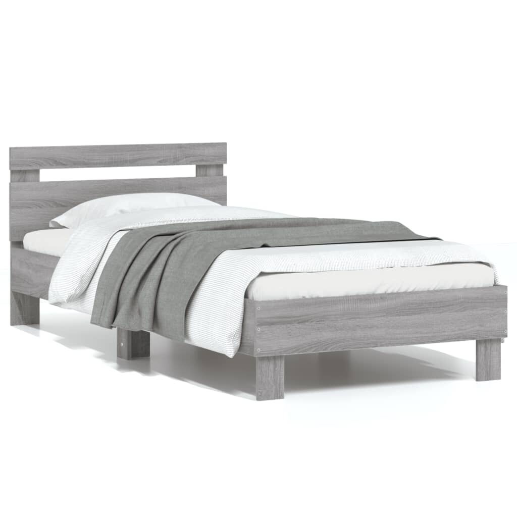 vidaXL Πλαίσιο Κρεβατιού με Κεφαλάρι Γκρι Sonoma 75x190 εκ. Επεξ. Ξύλο