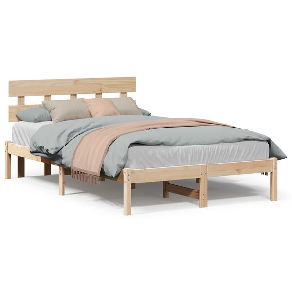 vidaXL Σκελετός Κρεβατιού Καφέ 120 x 190 cm Μασίφ ξύλο πεύκου