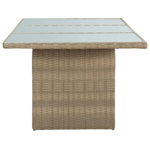 vidaXL Τραπεζαρία Κήπου Καφέ 200x100x74 εκ. από Γυαλί/Συνθετικό Ρατάν