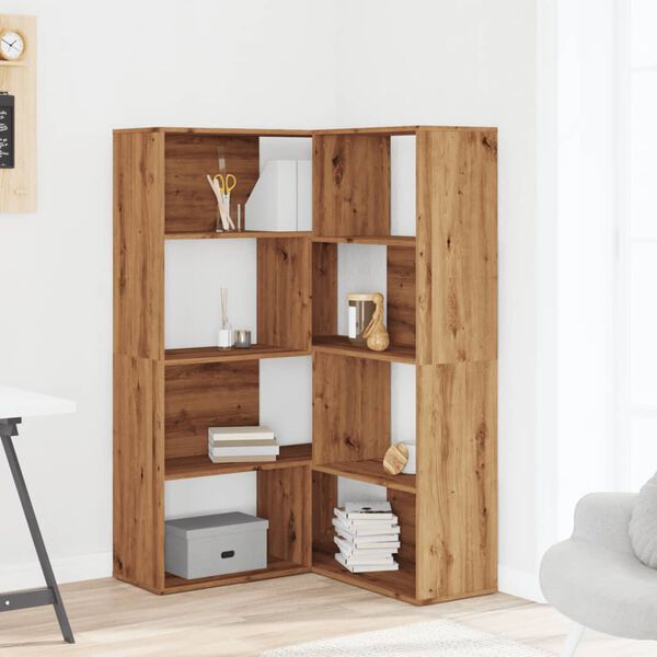 vidaXL Βιβλιοθήκη Γωνιακή 4 Επ. Αρτισιανή Δρυς 85x85x140 εκ Επεξ. Ξύλο