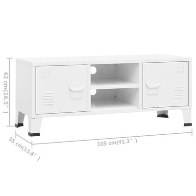 vidaXL Έπιπλο Τηλεόρασης Βιομηχανικό Λευκό 105 x 35 x 42 εκ. Μεταλλικό