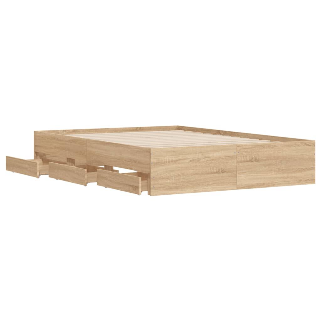 vidaXL Πλαίσιο Κρεβατιού με συρτάρια Sonoma Δρυς 120x190εκ. Επεξ. Ξύλο