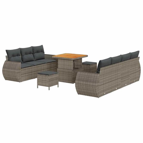 vidaXL Σετ Καναπέ Κήπου 10 pcs Γκρι συνθετικό ρατάν