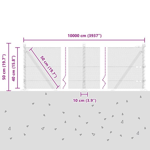 vidaXL Εξάγωνο φράχτης Γκρι 0.4x100 μ Χάλυβας